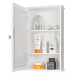 Single Door Mirror Indoor Bathroom Wall Mounted Cabinet Shelf White 6