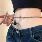3D Black Saturn Waist Chain | Light Luxury Body Jewelry for Women's Waist Decor 5