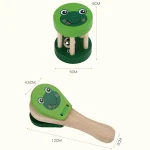 Kids Cartoon Wooden Castanets Bells Music Instruments Baby Clapper Handle Musical Instruments Toys Educational Toys For Children 6