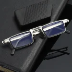 Retro Folding Reading Glasses for Men / Women Metal Frame Anti-blue Light Eyeglasses with Free Case 2