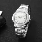 Men Fashion Wristwatches Business Square Dial Stainless Steel Strap Quartz Watch with Calendar For Mens Clock（Without Box） 5