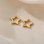 Luxury Star Pendientes Earrings For Women Girl Stainless Steel Minimalist Hoop Piercing 2025 New In y2k Jewelry aretes de mujer 3
