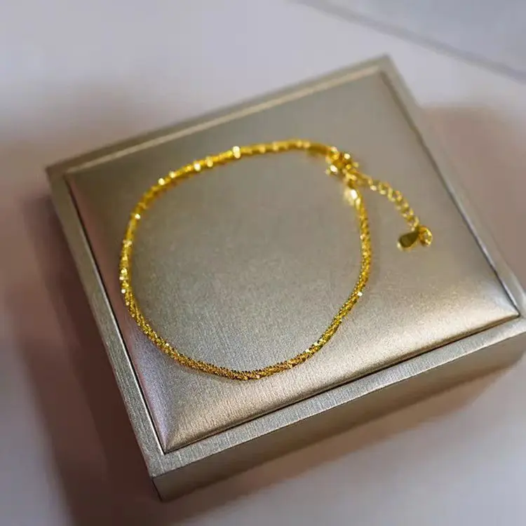 14 K Pure Gold Color Shiny Bracelet Chain for Women Bride Wedding Bracelet Bangle Fine Jewelry Gifts Not Fade 14 K Pure Gold Color Shiny Bracelet Chain for Women Bride Wedding Bracelet Bangle Fine Jewelry Gifts Not Fade