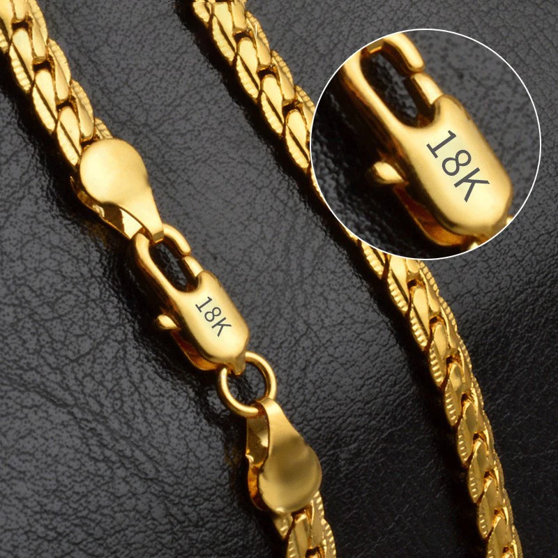 18K Gold/Silver Color 6mm Full Sideways Necklace 8/18/20/24 Inch Chain For Woman Men Fashion Wedding Engagement Jewelry 18K Gold/Silver Color 6mm Full Sideways Necklace 8/18/20/24 Inch Chain For Woman Men Fashion Wedding Engagement Jewelry