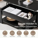 Wooden Coffee Table, Lift Top Coffee Table with Large Hidden Storage Shelf, Lift Tabletop Dining Tables for Living, Customized 6