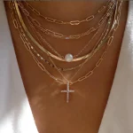 Vintage New Gold Color Multiple Styles Necklace For Women Boho Trendy Multi-Layer Crystal Pendant Necklaces Set Jewelry Gifts 2