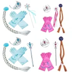 Children Princess Party Accessories Girl Cosplay Costume Kit Kids Crown Wand Gloves Earrings Ring Necklace Multi Color Supply 6