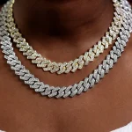 20-Inch Double-Drain Cuban Chain Unisex Ice-Frozen Edition Sparkling Diamond-Shaped Hip-Hop Style Cuban Necklace Jewelry 2