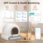 DOEL 65L Self-Cleaning Cat Litter Box App Control, ONLY Supports 2.4G WiFi w/Litter Mat&Trash Bags, Fit for Tofu & Mixed Litter 4