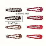8pcs/set Leopard Print Hair Clips for Women Girls Vintage Geometric Star BB Clips Bangs Hairpins Barrettes Hair Accessories Set 5