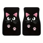 4 PCS Car Retro Cartoon Cat Black Nordic Windmill Carpet Four-piece Anti-fouling Floor Mat 4