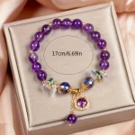 Natural Purple Crystal Bead Bracelet Niche Design Natural Stone Healing Bracelet as a Beautiful Symbolic Gift for Family Friends 6