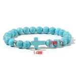 Prayer Men Natural Stone Wood Beads Rosary Hematite Cross Bracelets Onyx Meditation Bracelet Women Yoga Jewelry Homme Pulsera 2