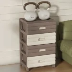 13.78 Inch Wide Drawer Storage Cabinet,3-6 Tier Rolling Mobile Organizer with Wheels,Gray/Brown Options for Living Room/Bedroom 6
