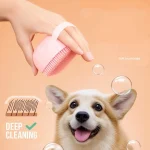 Silicone Dog Bath Massage Gloves Brush Pet Cat Bathroom Cleaning Tool Comb Brush for Dog Can Pour Shampoo Dog Grooming Supplies 4