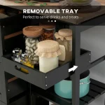 Rolling Kitchen Island Cart, Bar Serving Cart, Compact Trolley on Wheels with Wood Top, Shelves & Drawers for Home Dining Area 3