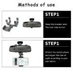 360 Car Phone Holder Rearview Mirror Mount Bracket Navigation GPS Mobile Stand Clip Foldable Adjustable Car Cell Phone Support 5
