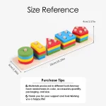 Montessori Wood Toys for Kids Wooden Sorting Stacking Toys for Baby Toddlers Educational Shape Color Sorter Preschool Kids Gifts 5