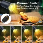 Reptile Heat Lamp 50W UVA UVB Light Rotatable Basking Spot Light Simulated Sunlight For Turtle Lizard Dimmable Heating Lamp 2