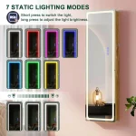 47.2" LED Mirror Jewelry Cabinet with RGB Lights, Wall Mounted Organizer, Full-Length Mirror, 2 Drawers, Lockable 5