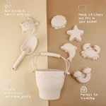 TYRY.HU 8pcs/set Children Toys Silicone Beach Toy Set with Bucket and Six Accessories Fun Outdoor Play Sand for Kids 6