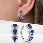 Crystal-Like Synthetic Gemstone Embellished Hoop Earrings - Elegant Minimalist Design for Banquet & Party, Women's Jewelry Gift 4