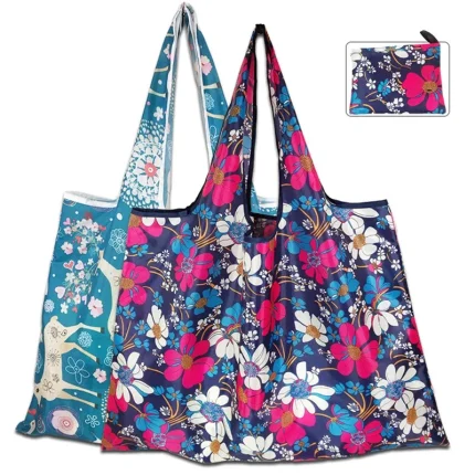 Reusable Shopping Bags Women Foldable Tote Bag Portable Cloth Eco Grocery Bag Folding Large Capacity Fruit Vegetable Handbags