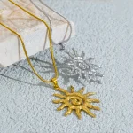 Spiral Sun Pendant Necklace for Women - 18K Gold Plated Hypoallergenic Stainless Steel, Daily Wear & Boho Gift Ideas Jewelry 5