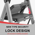 6-Step Foldable Step Ladder Stool with Handle, Anti-Slip Pedals, 800lbs Capacity for Home & Kitchen - Silver Gray 4