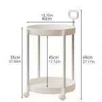 Elegant 2-Tier Side Table with Wheels - Trolley Table in Living Room|Simple Sofa Table with Handle|Easy To Move Coffee Table 3