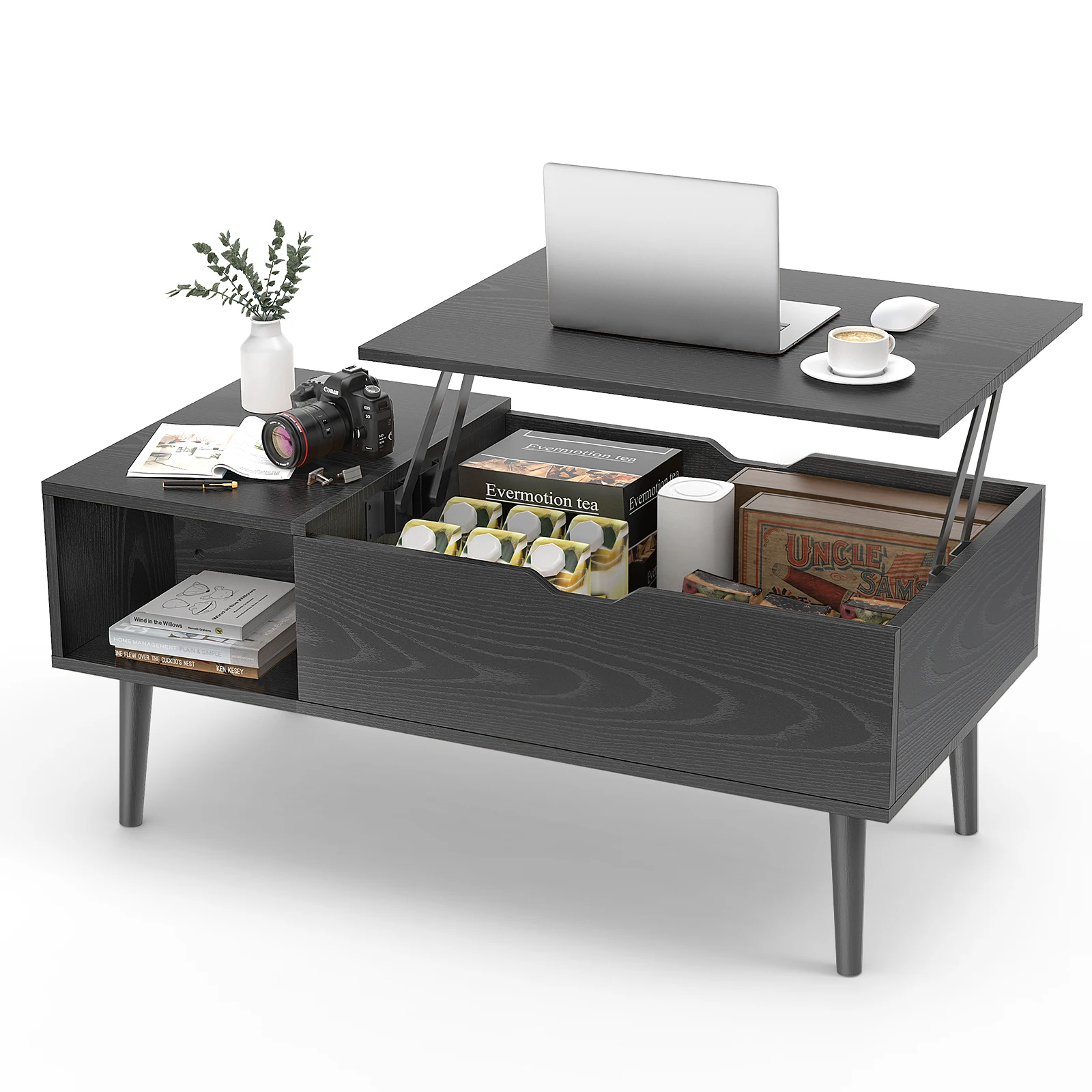 JHK Lift Top Coffee Tables For Living Room 39.37"x19.7" Desk Tea Wood Dining Tables Adjustable Storage Shelf Easy Lift Or Lower JHK Lift Top Coffee Tables For Living Room 39.37"x19.7" Desk Tea Wood Dining Tables Adjustable Storage Shelf Easy Lift Or Lower