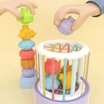 Baby Montessori Shape Sorter Cube Rainbow Colorful Blocks Sorting Game Infant Cognitive Grip Training Learning Educational Toy 5
