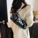 PU Leather Baguette Bag: Two-Pocket Top Handle & Shoulder Bag for Women | 2025 Fall/Winter Solid Color Y2K Vintage Style 3