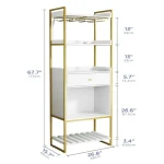 Wine Bar Cabinet with LED Lights Industrial 67" Tall Coffee Bar with Glass Rack Liquor Cabinet Wine Rack Storage Metal Wood Sid 2