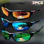 1/3PCS Vintage Sports Sunglasses Men Women Fishing Running Cycling Mountaineering Sport Man Sun Glasses Anti-Glare UV400 4