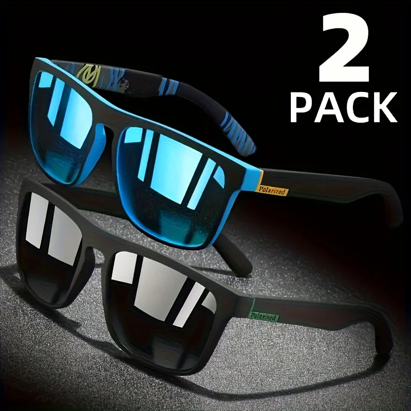2pcs Square Polarized Sunglasses Anti Glare Sun Shades For Summer Party Vacation Travel Driving Fishing 2pcs Square Polarized Sunglasses Anti Glare Sun Shades For Summer Party Vacation Travel Driving Fishing