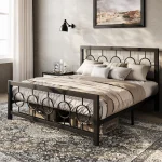 HOOMIC Metal Platform Bed Frame with Vintage Circular Design Headboard and Footboard, Extra Under-Bed Storage Allewie 3