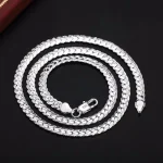 18K Gold/925 Sterling Silver 6mm Full Sideways Necklace 8/18/20/24 Inch Chain For Woman Men Fashion Wedding Engagement Jewelry 6