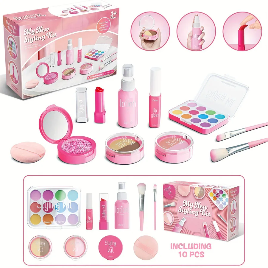 Children's Makeup Toy Set Simulated Beauty Makeup Box Set No Smearing No Liquid 10 Piece Non-toxic Set (Non Real Makeup) Children's Makeup Toy Set Simulated Beauty Makeup Box Set No Smearing No Liquid 10 Piece Non-toxic Set (Non Real Makeup)
