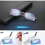 2 Pair New Men Women Rimless Reading Glasses Anti Blue Light Bifocal Far Near Magnification Eyewear Presbyopic Glasses +150 +200 2