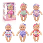 Mini Silicone Reborn Dolls Realistic Smiling Newborn Baby Doll Simulation Baby Dress Up Soft Rubber Doll For Girls Toddler Gift