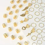 45pcs Alloy Braid Hair Ring Dreadlock Hair Ring - Hippie Style Hair Accessories Loc Hair Jewelry for Braids for Girls and Women 2
