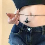 3D Black Saturn Waist Chain | Light Luxury Body Jewelry for Women's Waist Decor 6