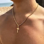 2PCS Necklace Men's and women's new cross pendant necklace, minimalist gold jewelry, men's and women's necklace 4