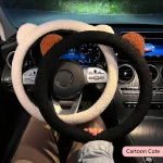 New WInter Warm Soft Plush Cartoon Bear Ear Car Interior Accessories 38cm Car Steering Wheel Cover Handble Cover 5