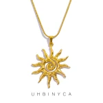 Spiral Sun Pendant Necklace for Women - 18K Gold Plated Hypoallergenic Stainless Steel, Daily Wear & Boho Gift Ideas Jewelry