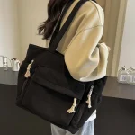 Women Casual Corduroy Shoulder Bag Travel Master Multi Pocket Tote Solid Color 5