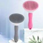 One-Click Pet Hair Removal Comb for Effortless Grooming of Dogs and Cats - Float Hair Removal Slicker Brush with Automatic Funct 3