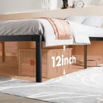 JHK Basic Twin Full Queen King Size Bed Frame Metal Platform Bedroom Frames with Storage Space Sturdy Steel Slat Support 350LBS 5