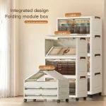48cm Wide Foldable Storage Cabinet with Rolling Wheels,3-6 Tier  White/Black, for Bathroom/Bedroom/Living Room Organization 6